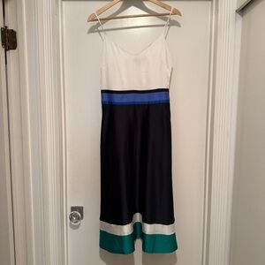 Banana Republic White and Blue Colorblock Midi Dress